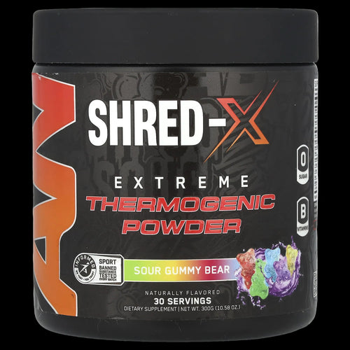 Shred-X Extreme Thermogenic Powder container on a white background