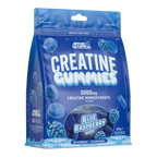 Blue package of Applied Nutrition Creatine Gummies with blue raspberry flavor on a white background