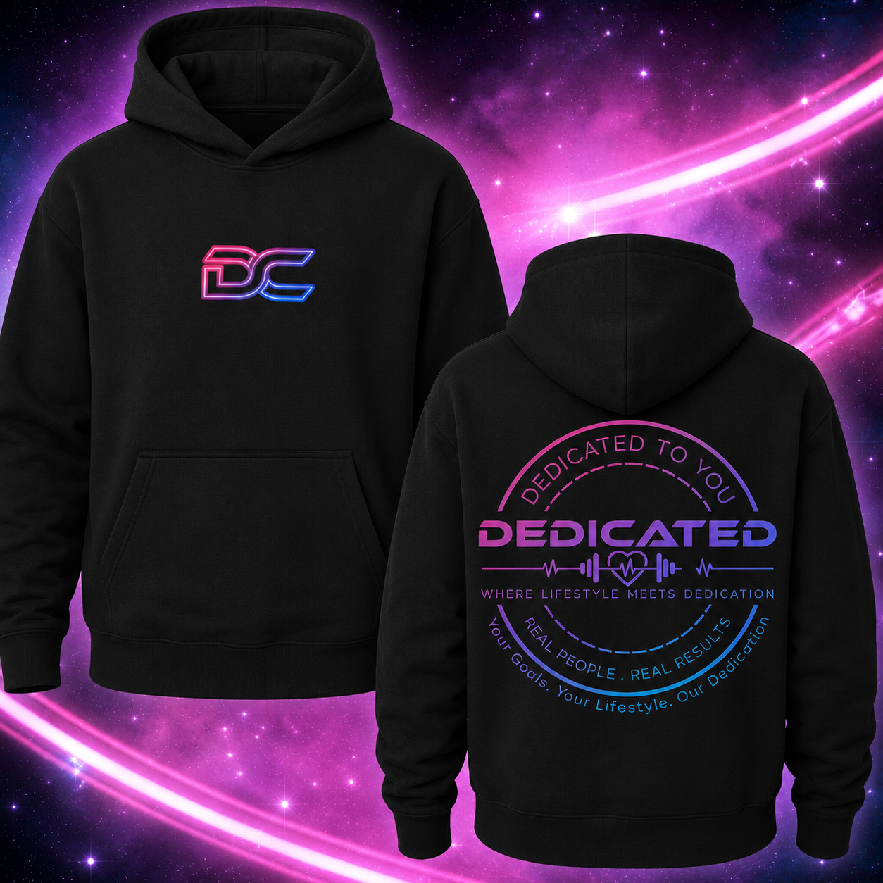 Oversized D2Y - Dedicated To You Black, Acid Pink & Acid Blue
